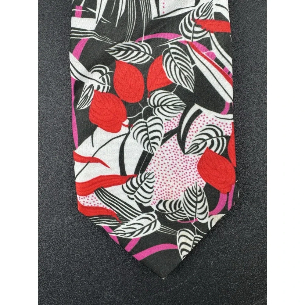 Hi Tie Floral Silk Tie‎ Pink Black and Red